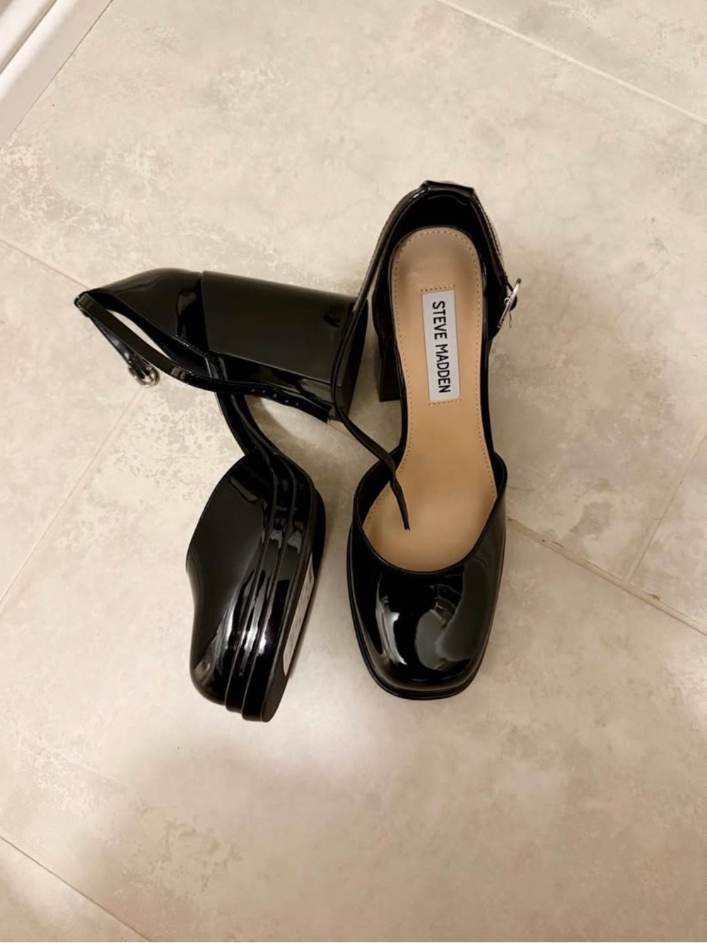 Steve Madden Black Patent Platform Mary Jane Heels